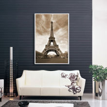 Weinlese-Eiffelturm-Foto-Drucken-Segeltuch mit schwimmendem Rahmen
